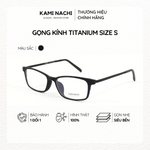 Gọng kính Titanium đen nhám dáng vuông thanh mảnh KAMI NACHI phong cách tối giản vuông Size S