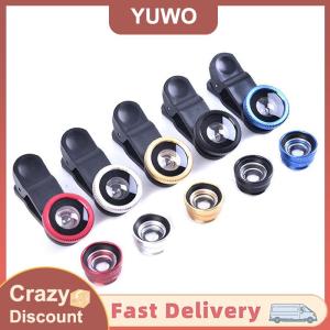 YUWO 3In1 Phone Lens Generic Camera for Smartphone Wide Angle Fisheye Lens and Clip Macro Camera Sets For Universal Cell Phone