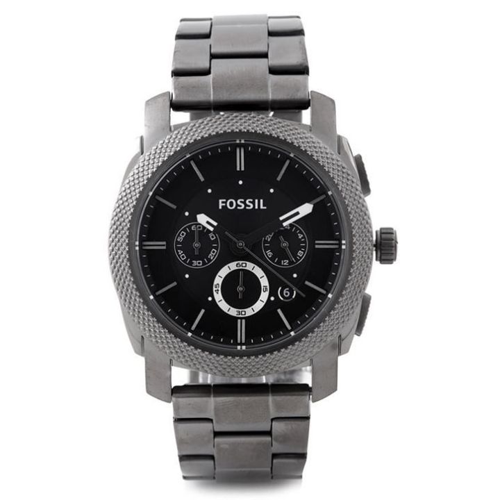 Authentic Fossil Men s Machine Chronograph Smoke Black Dial Stainless Steel Watch FS4662 Lazada