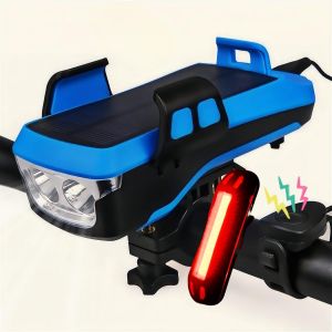 Fay Bless 5 in 1 Solar Bike Light with Phone Holder Horn