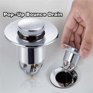 Stainless Steel Pop-Up Bounce Drain Universal Bouncing Core Sink Drain Plug Basin Drain Filter
