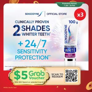 [3 Pack] Sensodyne Clinical White Sensitive Whitening Toothpaste Stain Protector/Enamel strengthening 100g