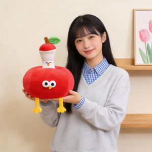 Búp bê sang trọng gà nhồi bông táo mới sáng tạo có thể kéo đầu búp bê trái cây đồ chơi trẻ em quà sinh nhật cá nhân