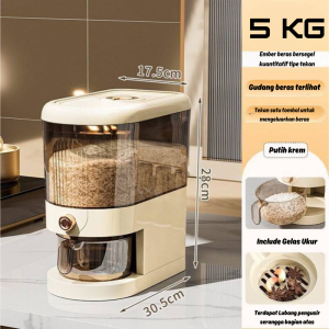 Alby Home Dispenser Beras Plastik Estetik Tempat Beras Aestetic Slim Rice Dispenser Bening Wadah Beras 5kg & 10kg