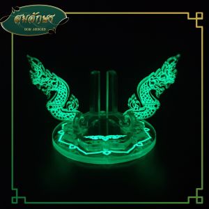 แท่นวางวัตุมงคล พญานาคคู่ฐานดาว  งานอะคริลิคลงลายเรืองแสง  ฐานวางพระ สำหรับวางพระ วางบนหิ้งพระ วางบนโต๊ะหมู่ ตกแต่ง