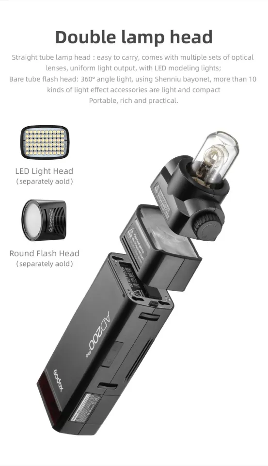 UK Godox AD200 200Ws 2.4G TTL 1/8000 HSS Pocket Flash Light Barn Door AD-S Kit