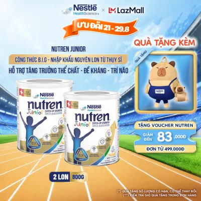 Bộ 2 Sữa Bột NESTLÉ NUTREN JUNIOR Thụy Sĩ Với Công Thức BIG Hỗ Trợ Tăng Trưởng Cho Bé 800G