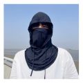 Ice Silk Full Face Mask 2PCS with UV Protection and Cooling Comfort - Black & Black-Dark Grey. 