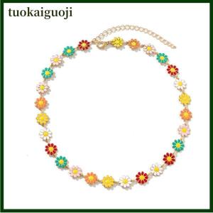 tuokaiguoji Kpop Flower Daisy Clavicle Chain Necklace For Women Summer Sweet Short Choker Fashion Statement Jewelry Gift Y2K Accessories