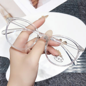 Bestella💗COD Kirim kantong debu kacamata / Fashion Ultra-ringan Plastik HD Oval Frame Kacamata Optik Cahaya Anti-biru