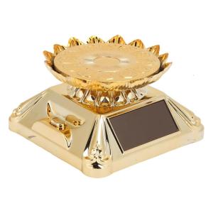 Exhibition Stand Gold ABS Materials Solar Powered Automatic Rotation Turntable With LED Lighted Display