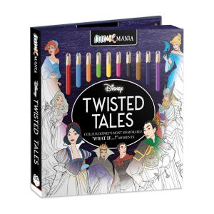 Disney Twisted Tales Colouring Book Colourmania Gift Set for Kids with 10 Colour Pencils (HB)