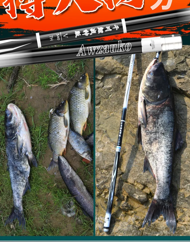 Fishing Rod Carbon Fiber Ultralight Super Hard Hand Pole 19 Tone Fishing  Big Fish 3.6m 3.9m 4.5m 4.8m 5.4m 6.3m 7.2m Rivers Streams Lakes Pond  Fishing Gear (Size : 7.2m) : 