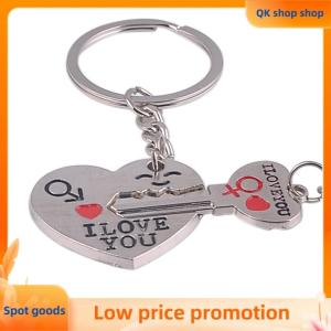 ✨QK shop✨ 2pcs Fashion Love Heart Key Ring Keyfob Couples Romantic Keychain Lover Gift