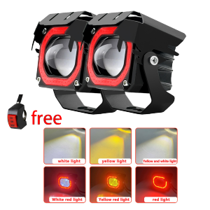 V7 PRO Laser Gun Dual Color Motorcycle Mini Driving Light 30W Hi/Lo Waterproof Spotlight MDL Light