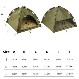 Portable Pet Tent House Foldable Cat Cave Waterproof Dog Bed Removable Cushion Washable Indoor Travel