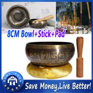 【Local delivery】 Gandhanra Handmade 3.2" Tibetan Singing Bowl Set with Cross Vajra SymbolFor Sound HealingMeditationRelaxationChakra Balance Buddha-Singing-Bowl-Kit