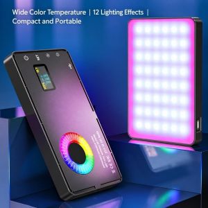 MIIQNUS Di động Đèn trợ sáng RGB Đầu nối 1/4 inch. Có thể sạc lại. Đèn LED chiếu video Đèn máy ảnh 360 ° Màu sắc đầy đủ Đèn trợ sáng chụp ảnh Phát trực tiếp