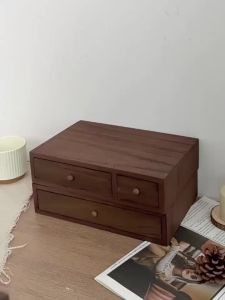 Sacesr Wooden Desktop Storage Drawers Heightening Shelf Storage Drawers ExquisiteStorage Cabinet Durable Home Organization 8N6Y2
