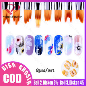 8 Pcs/set Nail Art Line Flower Drawing UV Gel Manicure Tool French Brushes Set Smile Half Moon Shape DIY Petal Flower Gradual Fade Color Painting Drawing Pen