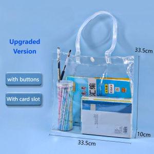 Clear Bag PVC Waterproof Handbag With Button Transparent Tote Bag Shoulder Book Bag for Student