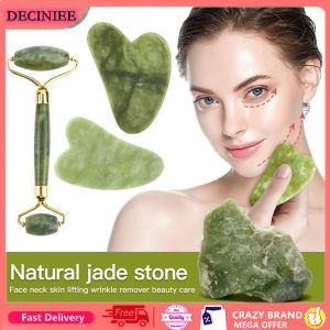 DECINIEE Natural Xiuyu Jade Facial Eye Massage Roller Guasha Scraping Board Green Jade Stone Face Lift Body Slim Thin Lift Roller Tool