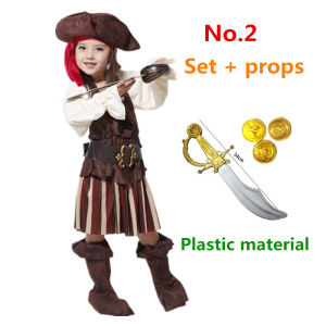 คาร์นิวัลวันเด็กเด็กสาวโจรสลัดกัปตันแจ็คชุดคอสเพลย์หมวกเด็กวันเกิดปาร์ตี้ชุดแคริบเบียน