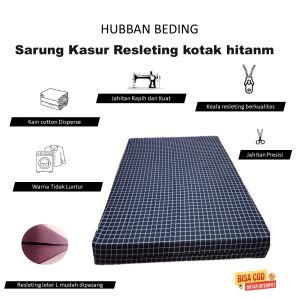 Cover Sarung Busa Resleting Motif Kotak Hitam All Size dan Custom Size