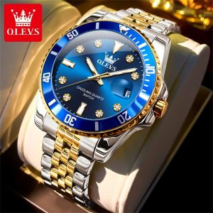 OLEVS Watch For Man Waterproof Original Brand 2024 New Design Rotating Bezel Stainless Steel Multifunction Large Dial Luminous Casual Watch