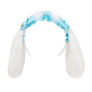 Lace Ribbon Bowknot Hairband Anime Maid Hairband with Long Rabbits Ear 2000s Costume Headband Cosplay Props Headwear
