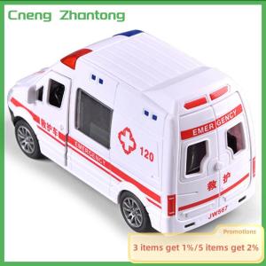 Cneng Hospital Rescue Ambulance Metal Cars Model Pull Back Sound And Light Alloy Diecast Car Toys For Children Boys Gifts