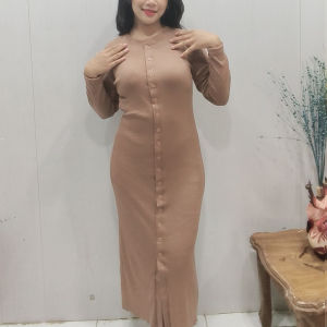 YOOWOL Seoul Dress / Basic Woman Longsleeve Knit Dres