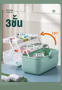 ตลับใส่ยา กล่องยาพกพา 3 ชั้น กางออกได้ 180 องศา สำหรับบรรจุยาหรือเครื่องมือปฐมพยาบาลฉุกเฉิน medicine box