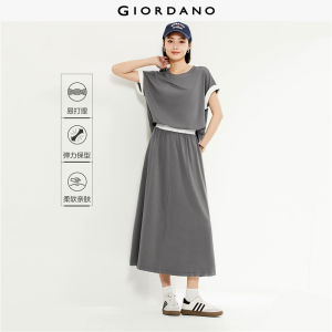 Giordano Women Fake 2-piece crewneck elastic waist dress Free Shipping 05464473