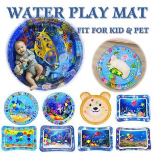 Inflatable Water Play Mat for Babies Pets Thickened Flow Sensor Pad Summer Non Slip PVC Cushion Ocean Toy Gift Tummy Time Cat Mat