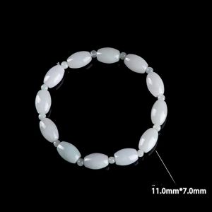 Lucky Natural A-grade Jade Light Green Oval Bucket Beaded Women Bracelet with Certificate