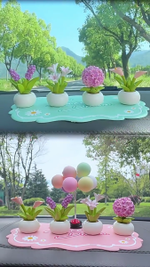 Flower Resin Pots Planter Decoration Suitable for Car Dashboard and Office Spaces Unique Mini Figurines for Women