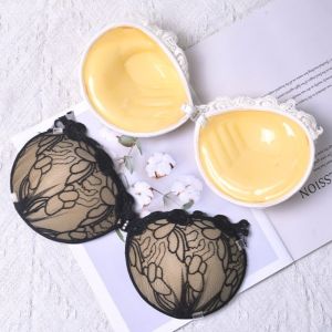 QIWANBA19 Front Buckle Lace Wireless Bra Shockproof Invisible Push Up Bra Comfortable Sweet Strapless Underwear Women Wedding