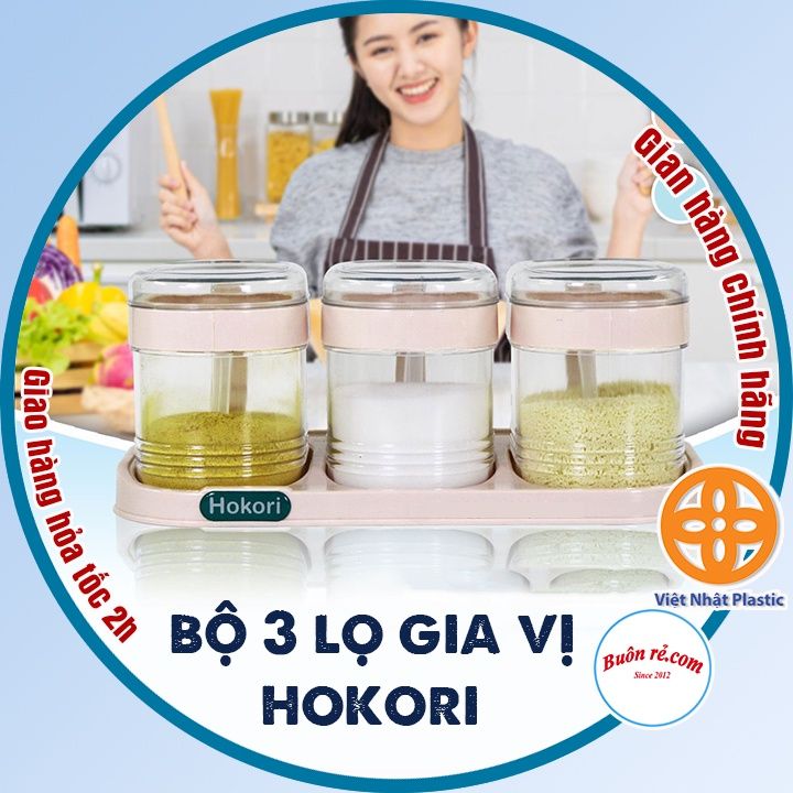 Bộ 3 lọ đựng gia vị có thìa hàng cao cấp Hokori Việt Nhật (MS:2936), Hũ ...