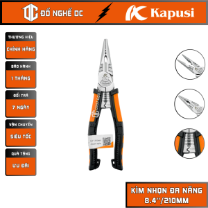 Kìm Nhọn Đa Năng Kềm Nhọn Cắt Dây Tuốt Dây 8.4"/210mm K-8082 Kapusi Nhật Bản chất liệu thép cứng chịu lực dùng để kẹp vặn vít nối giữ dây điện