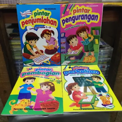 Paket 4 buku anak pintar penjumlahanpenguranganpembagianperkalian