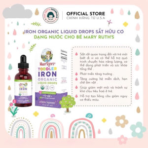 Iron Organic Liquid Drops sắt hữu cơ dạng nước cho bé Mary Ruths 60ml - Tăng cường hệ miễn dịch hạn chế ốm vặt . ✔ Giúp giảm mệt mỏi và tránh sự khó chịu tiêu hoá ở trẻ . ✔️ Hỗ trợ tạo hồng cầu giảm nguy cơ thiếu máu .