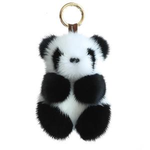 Panda Plush Keychain TrinketSoft Furry Cartoon Doll Metal Keyring for Women Men Backpack Pendant Accessory Gifts