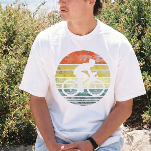 [Local Stock] VCC Bike Frame Line Drawing Summer Pure Cotton Male Top Casual Fashion Crew Neck Short Sleeve Street Cycle Garment