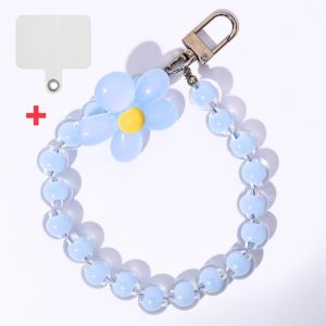สายชาร์จมือถือแฟชั่นมือถือลูกปัดหลากสีพวงกุญแจโทรศัพท์มือถืออเนกประสงค์จี้ดอกไม้จี้สายรัดข้อมือเคสป้องกันการสูญหายจี้