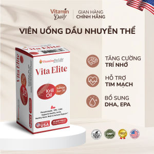 Dầu Cá Nhuyễn Thể Nam Cực Tăng Cường Trí Nhớ Vita Elite Viên Dầu Cá Hồi Omega 3 Của Mỹ Hỗ Trợ Bổ Não Sáng Mắt 30 Viên