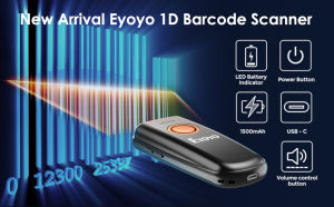 Eyoyo เครื่องอ่านบาร์โค้ด 1D Laser Barcode Scanner พร้อมปุ่มเปิด/ปิดเสียง USB 2.4G บน Windows/Mac / Android/ IOS