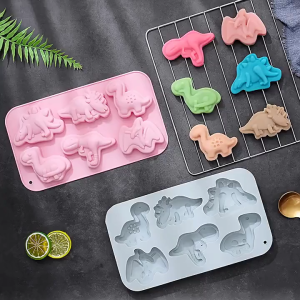 6 Cavity 3D Dinosaur Silicone Flexible Grade Mould Clay Resin Ceramics Candy Fondant Candy Chocolate Soap Mould