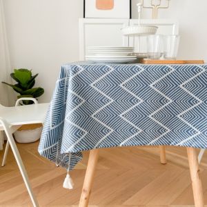 Grip Tablecloth Cotton Linen Japanese Tea Table Dining Table Tassel Home Easy Clean Non Slip Tablecloth