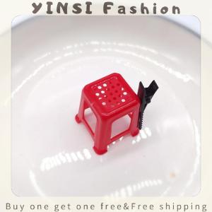 YINSI Simulate Fun Unique Red Stools Hairpin Funny Hair Clips Hair Accessories